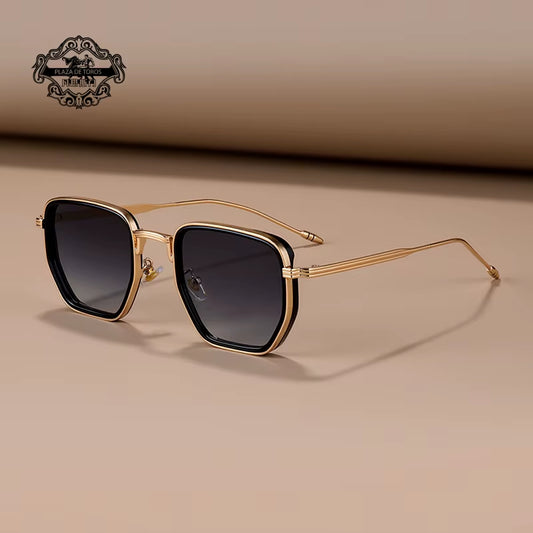 Retro Square Sunglasses for Men Women Fashion Small Frame Polygon Gradient Shades UV400 Sun Glasses Vintage Metal Sunglasses
