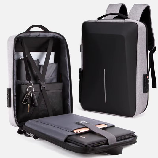 Men'S Casual Hard Shell Backpack Anti-Theft Backpack High Capacity Travel USB Charging Bag Fasion Business Computer Bag for Male