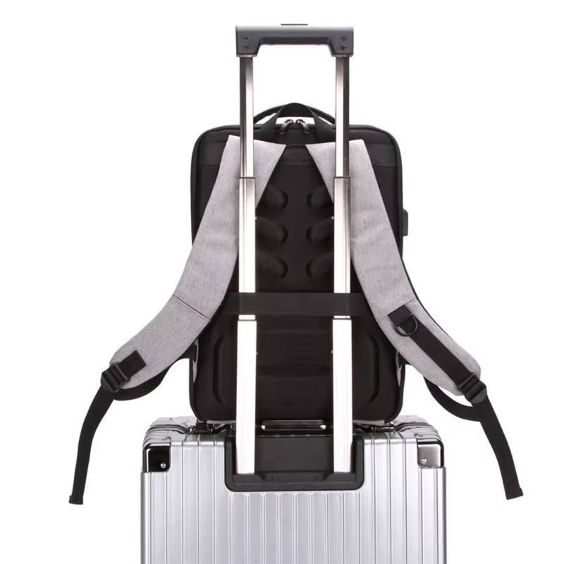 Men'S Casual Hard Shell Backpack Anti-Theft Backpack High Capacity Travel USB Charging Bag Fasion Business Computer Bag for Male