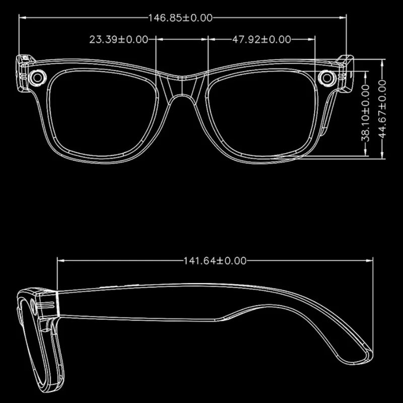 AI Smart Goggles TR Material Black 8MP Camera Bluetooth Phone Music Photochromatic