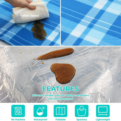 Outdoor Picnic Blanket with Waterproof Backing with Handles for Camping Picnic Hiking BBQ Travel Camping Blanket&Carrying Handle