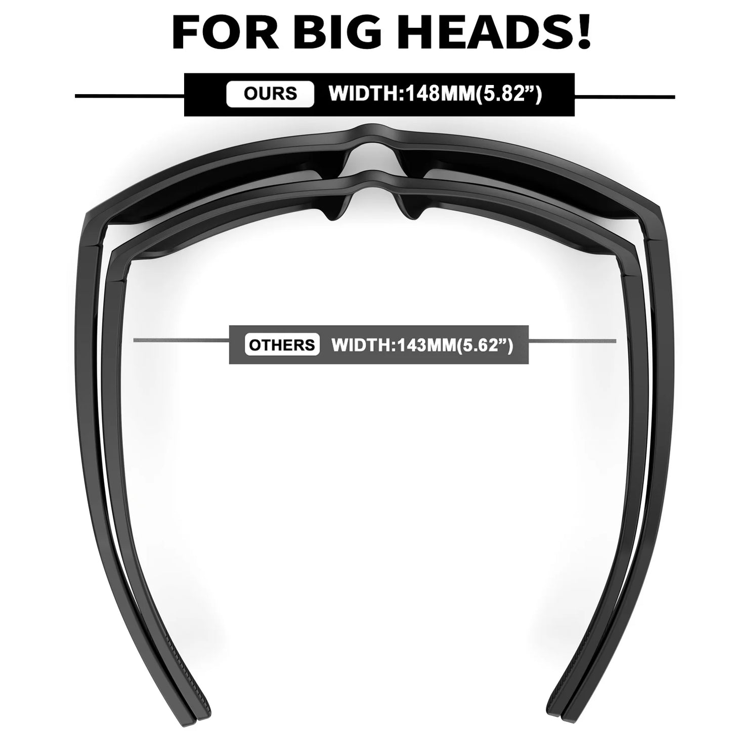 XL Z87 Safety Sport Sunglasses Men Big Wide Heads TR90 Ultralight UV400 Oversized Shades Outdoor 8108