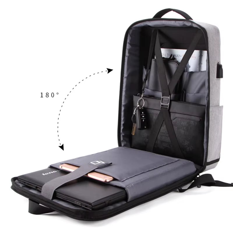 Men'S Casual Hard Shell Backpack Anti-Theft Backpack High Capacity Travel USB Charging Bag Fasion Business Computer Bag for Male