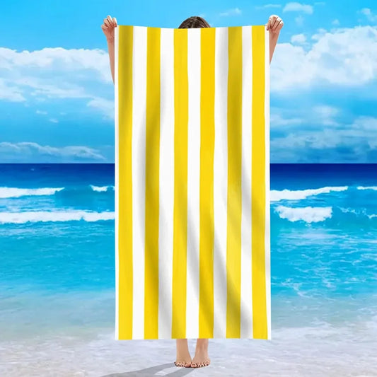 Yellow Stripe Microfiber Beach Towel Quick Fast Dry Trend Pattern Beach Towel Oversized Blanket Lightweight Towel Bathtowel