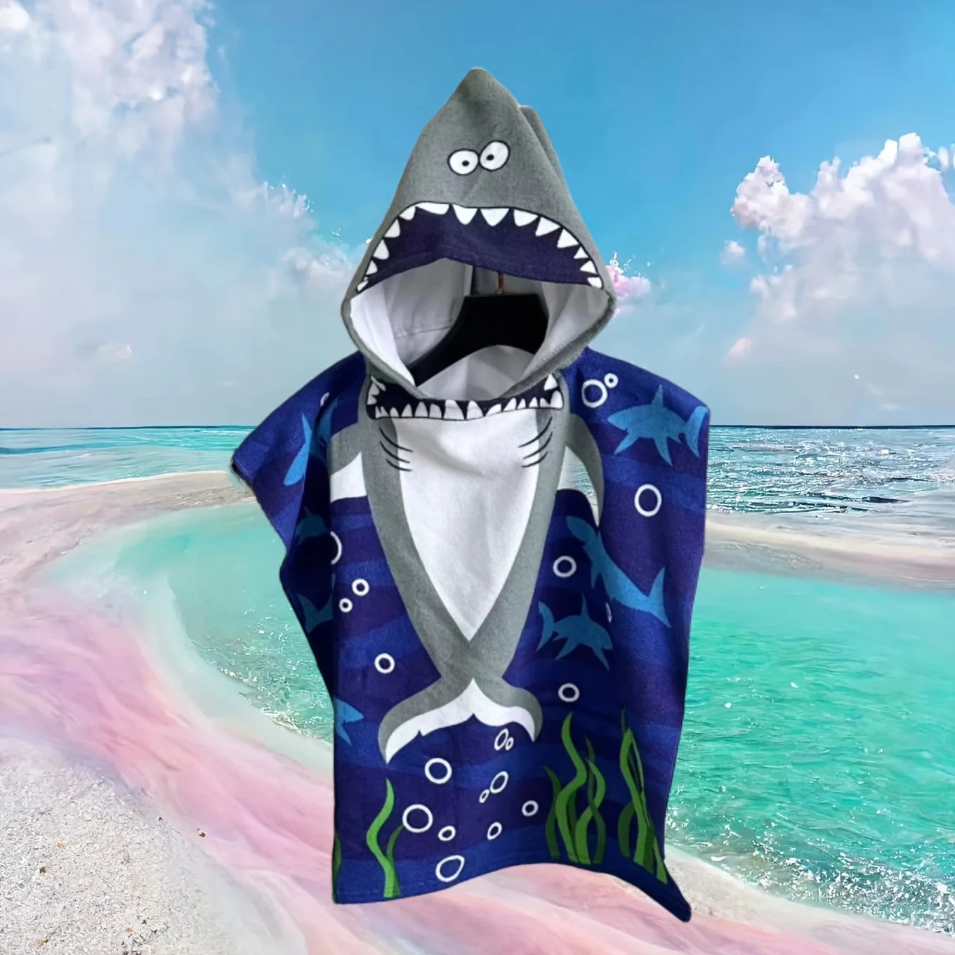 Kids Hooded Beach Towel Poncho - Cute Cartoon Animal & Pirate Design, Absorbent Quick Dry Towel,, Perfect for Beach Pool Bath