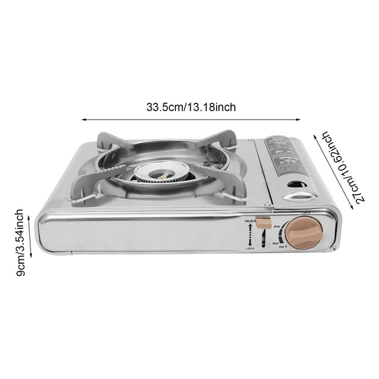 Portable Camping Grill Gas Stove with Windproof Ring Adjustable Firepower Lightweight for Outdoor Camping Picnic Barbecue