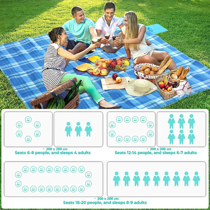Outdoor Picnic Blanket with Waterproof Backing with Handles for Camping Picnic Hiking BBQ Travel Camping Blanket&Carrying Handle