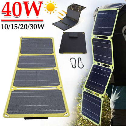 Outdoor Powerful Portable Solar Panel 5V 30W 40W Battery Phone Charger PD 20W QC 3.0 5V 9V 12V for USB a C Power Bank