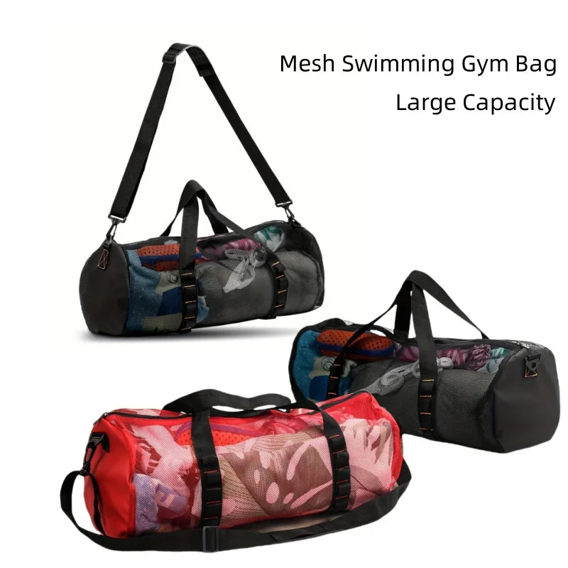 Large Capacity Mesh Duffel Bag, Breathable Swimming Gym Bag,Beach Mesh Dive Bag, Perfect for Beach and Water Sports
