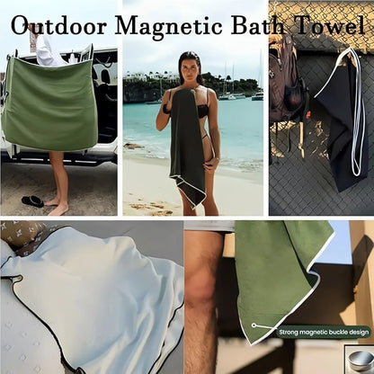 Outdoor Bath Towel Magnetic Bath Towel Outdoor Bath Beach Magnet Towel Quick-Drying Microfiber Beach Towels Changing Clothes