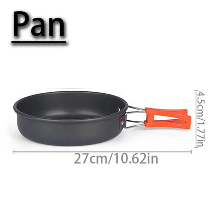 Camping Cookware Kit Outdoor Cooking Set Aluminum Pot Equipment Travel Tableware Kitchen for Hiking Picnic BBQ