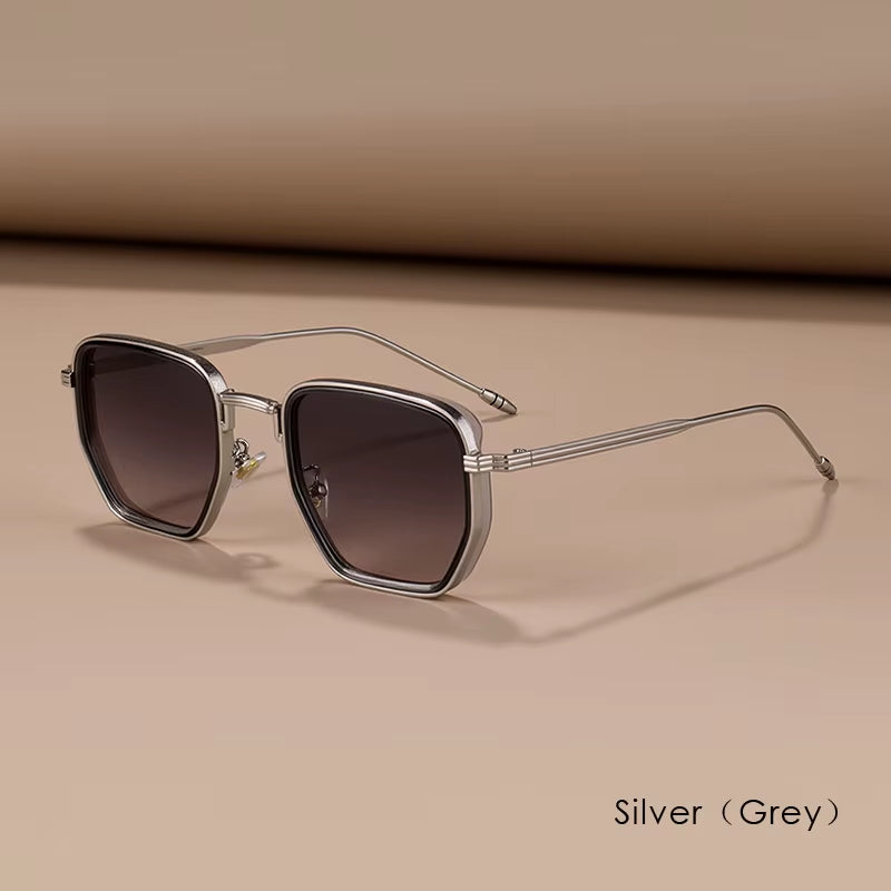 Retro Square Sunglasses for Men Women Fashion Small Frame Polygon Gradient Shades UV400 Sun Glasses Vintage Metal Sunglasses