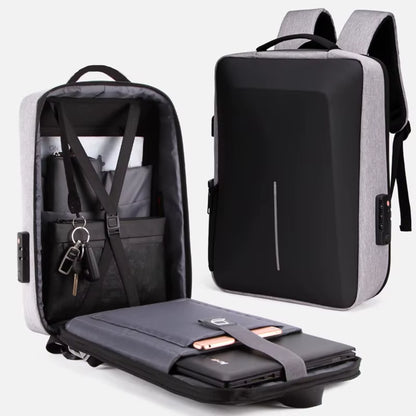 Men'S Casual Hard Shell Backpack Anti-Theft Backpack High Capacity Travel USB Charging Bag Fasion Business Computer Bag for Male