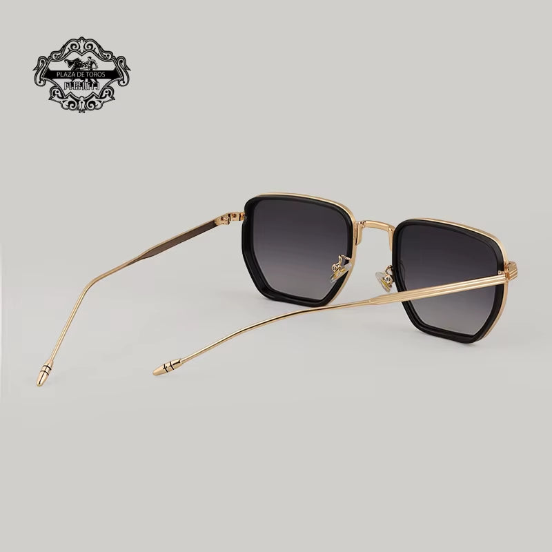 Retro Square Sunglasses for Men Women Fashion Small Frame Polygon Gradient Shades UV400 Sun Glasses Vintage Metal Sunglasses