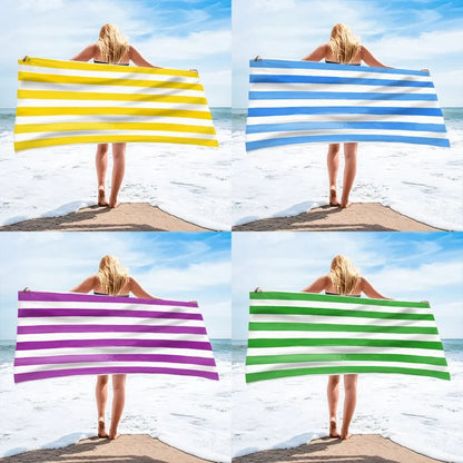Yellow Stripe Microfiber Beach Towel Quick Fast Dry Trend Pattern Beach Towel Oversized Blanket Lightweight Towel Bathtowel