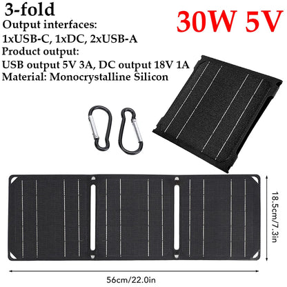 Outdoor Powerful Portable Solar Panel 5V 30W 40W Battery Phone Charger PD 20W QC 3.0 5V 9V 12V for USB a C Power Bank