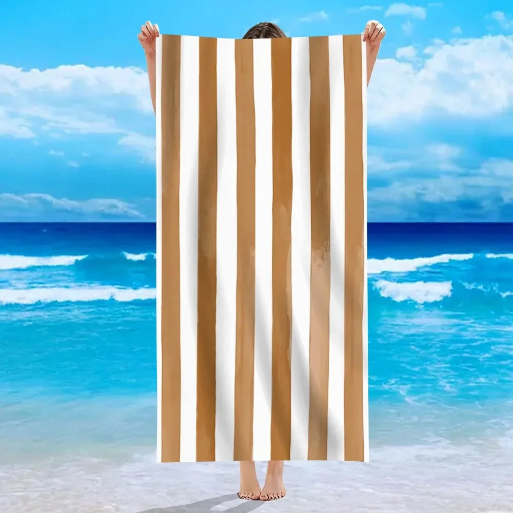 Yellow Stripe Microfiber Beach Towel Quick Fast Dry Trend Pattern Beach Towel Oversized Blanket Lightweight Towel Bathtowel