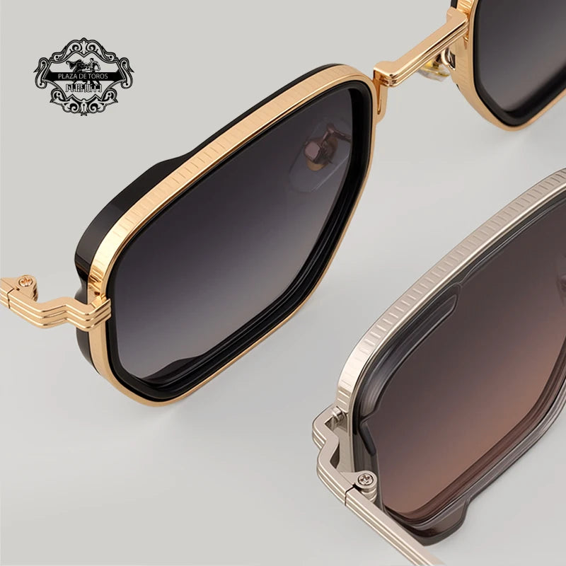 Retro Square Sunglasses for Men Women Fashion Small Frame Polygon Gradient Shades UV400 Sun Glasses Vintage Metal Sunglasses