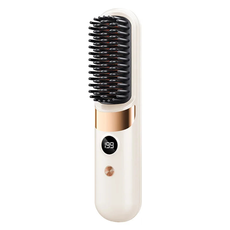 2025 New USB Charging Cordless Hair Straightener Brush-Portable Hair Straightening Brush LED Display for Women Travel Gift