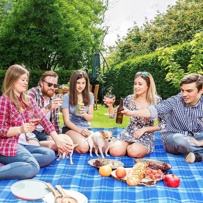Outdoor Picnic Blanket with Waterproof Backing with Handles for Camping Picnic Hiking BBQ Travel Camping Blanket&Carrying Handle