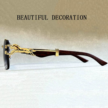 2024 Square Sunglasses for Men New Luxury Vintage Designer Rimless Sunglasses Women Trendy Fashion Glasses Gafas De Sol Hombre
