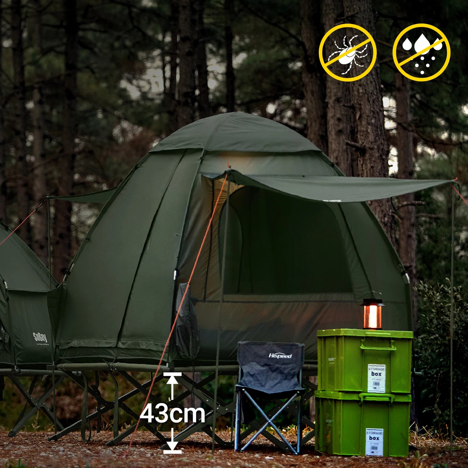 OGS32-L 4In1 Tent with Camping Bed Sleeping Bag Air Mattress and Accessories Camping Tent 2 People Camp Bed
