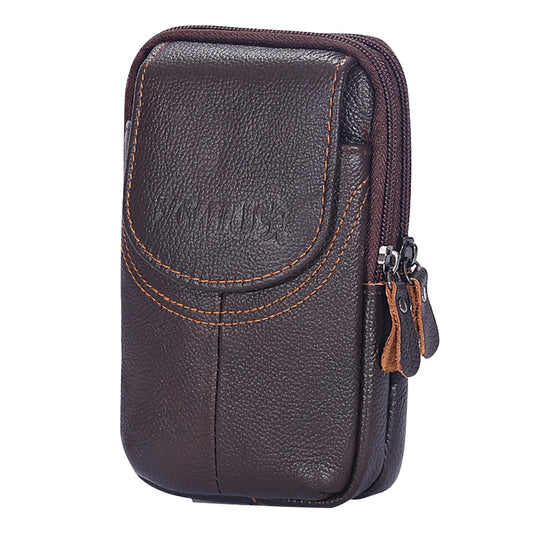 Cowhide Leather Bags Solid Color 7.5Inch Phone Shoulder Bags Men Waterproof Purse Bag Built in Card Pockets for Travel Shopping