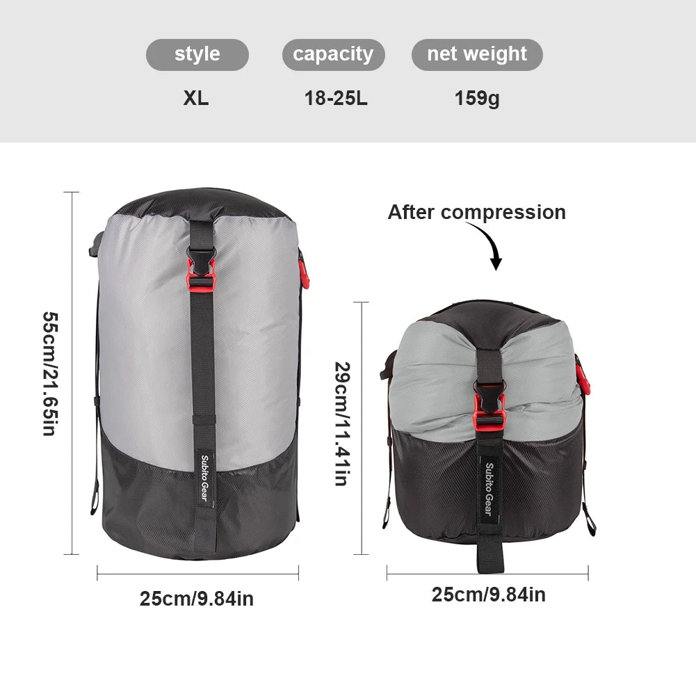 Outdoor Sleeping Bag Stuff Sack Waterproof Camping Sleeping Bag Compression Pack Large Capacity Space Saving for Camping Hiking