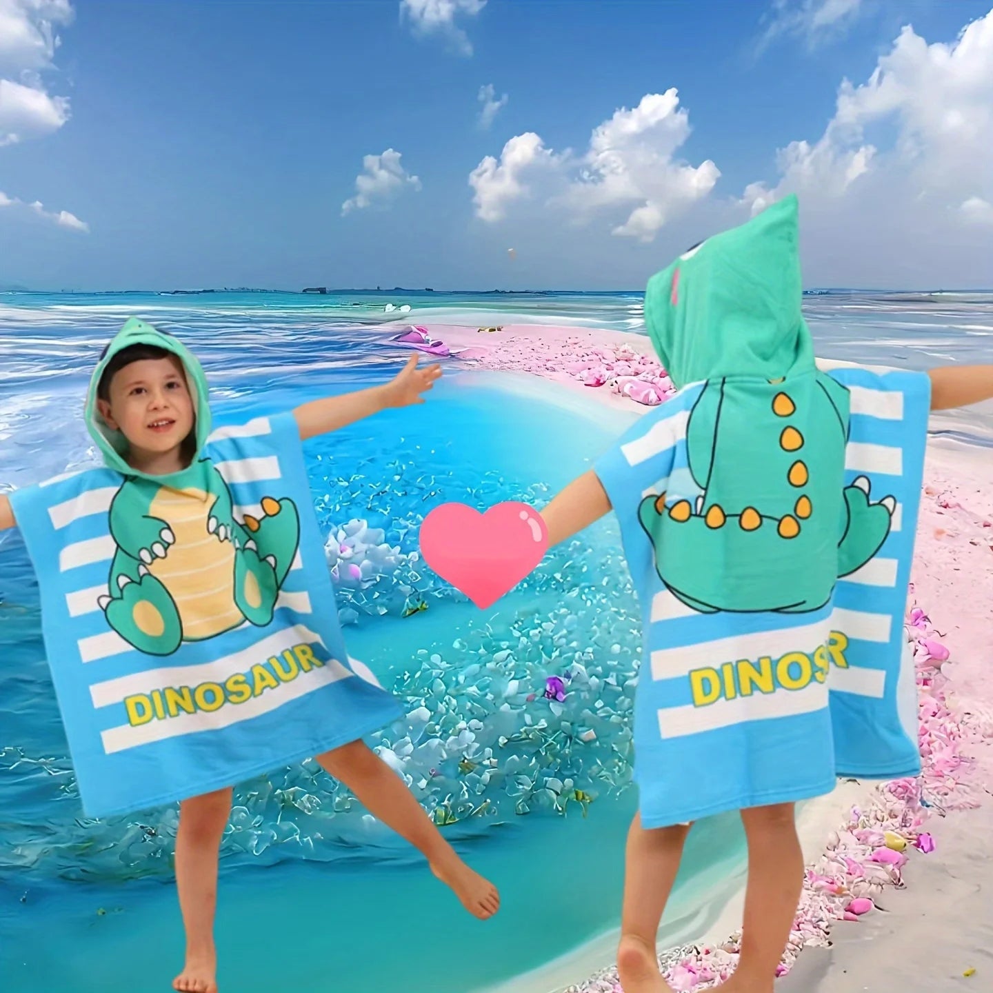 Kids Hooded Beach Towel Poncho - Cute Cartoon Animal & Pirate Design, Absorbent Quick Dry Towel,, Perfect for Beach Pool Bath