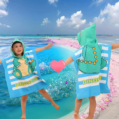 Kids Hooded Beach Towel Poncho - Cute Cartoon Animal & Pirate Design, Absorbent Quick Dry Towel,, Perfect for Beach Pool Bath