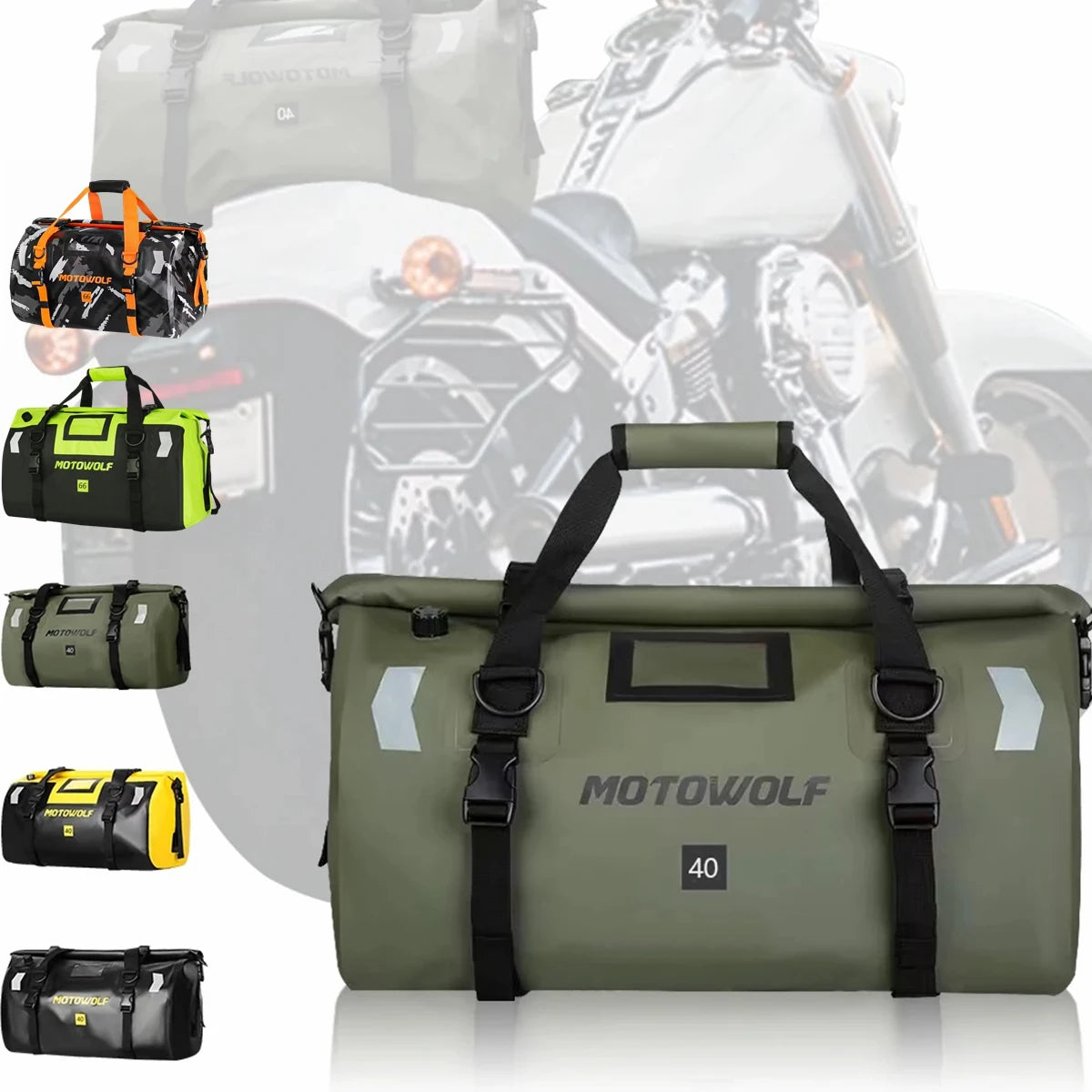 Motorcycle Dry Bag Waterproof Reflective Tail Duffle Bag Skiing Travel Hiking Camping Boating Riding Fishing Outdoor Luggage