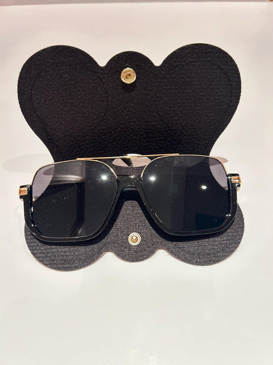Retro Style Oversized Sunglasses, Black and Gold Rim Sunglasses, Vintage Style Sunglasses, Gift for Her, Gift for Him, Women Sunglasses
